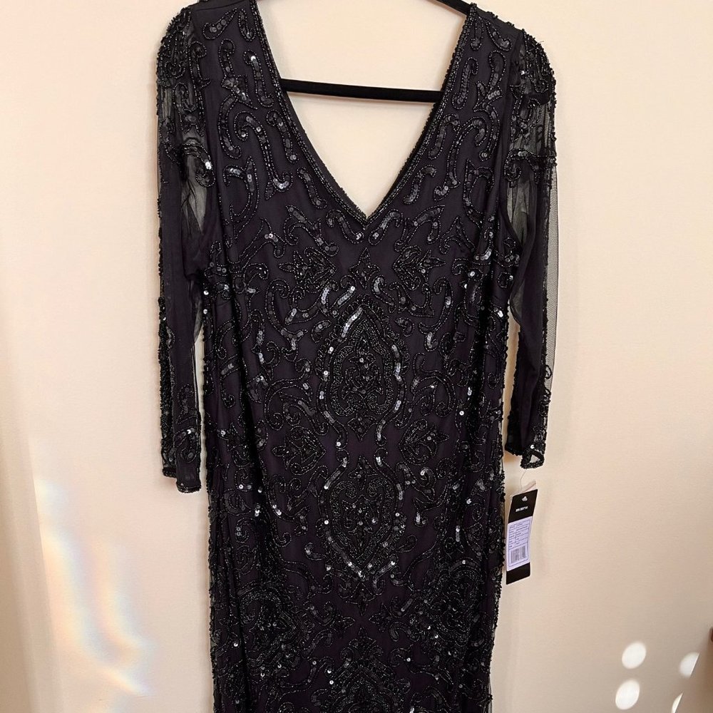 PISARRO NIGHTS Midi Length Beaded Dress